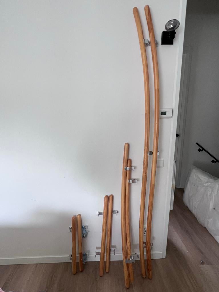 Massief houten trapleuning set, Doe-het-zelf en Verbouw, Hout en Planken, 25 tot 50 mm, Overige typen, Ophalen of Verzenden, Zo goed als nieuw