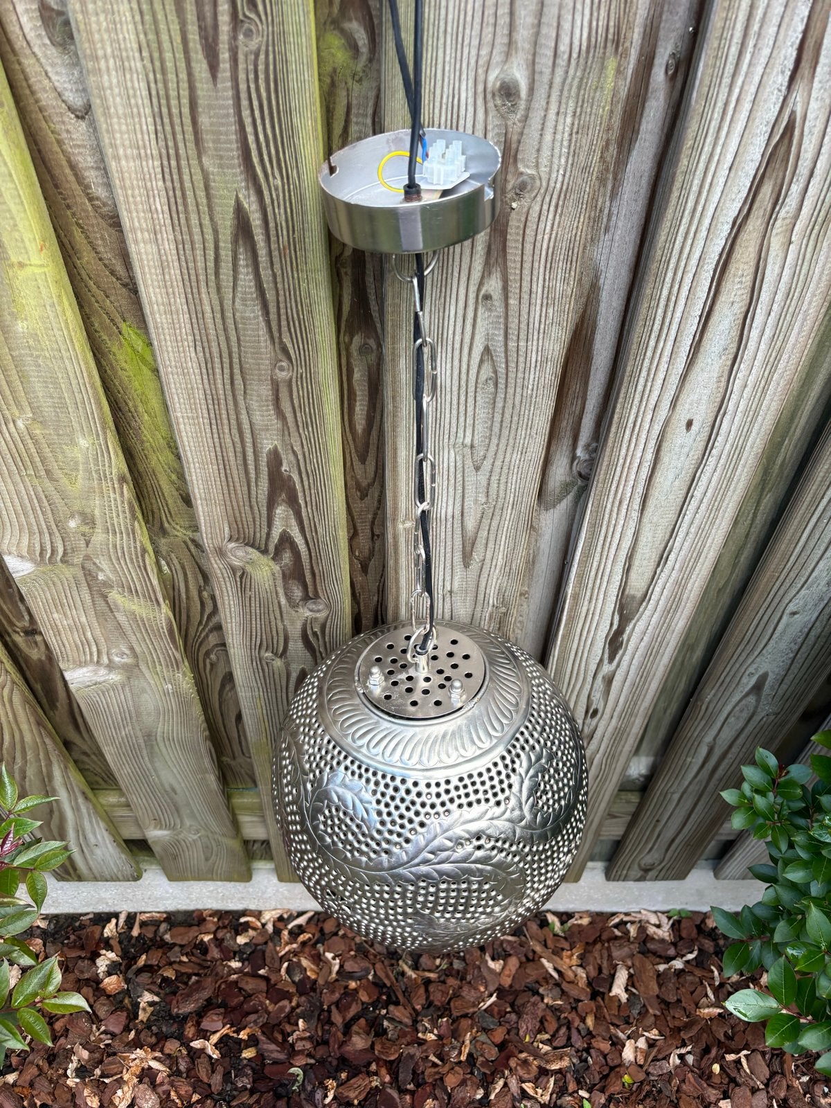Oosterse sfeervolle lamp, zilverkleurig, Zo goed als nieuw, Oosters, Metaal, E27 (groot)