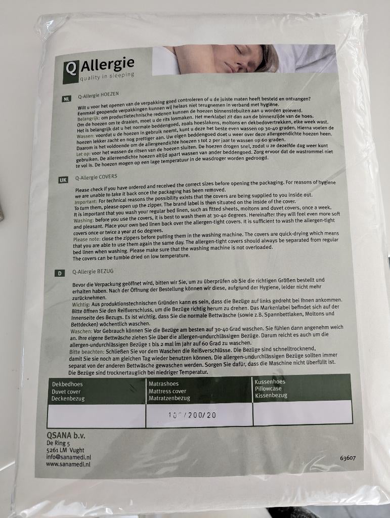 Allergeendichte matrashoes Q Allergie eenpersoonsbed, Huis en Inrichting, Slaapkamer | Beddengoed, Eenpersoons, Wit, Overige typen