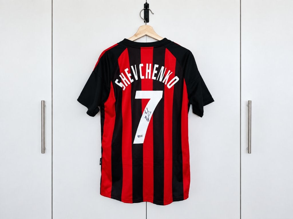 Gesigneerd Andriy Shevchenko AC Milan shirt – Beckett COA, Ophalen of Verzenden, Zo goed als nieuw, Buitenlandse clubs, Shirt