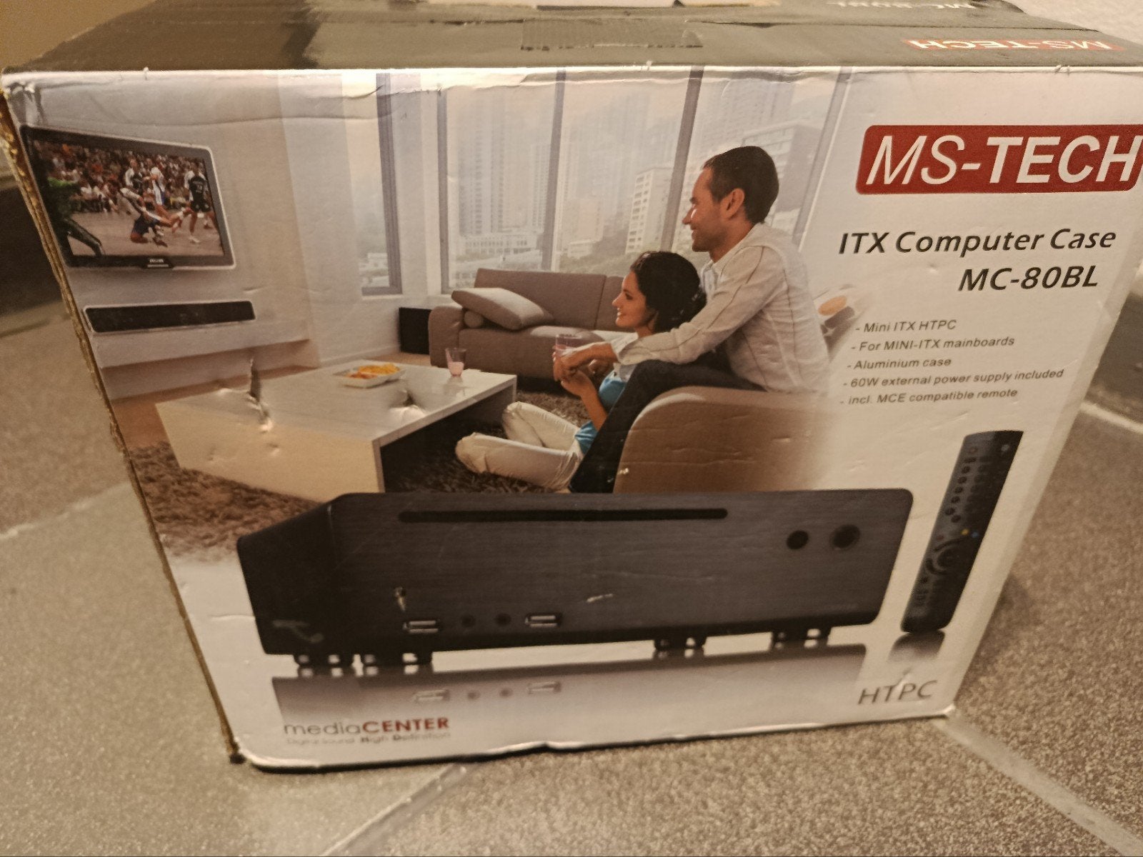 MS-Tech ITX  MC-80BL HTPC met voeding en afstand, Ophalen, Nieuw