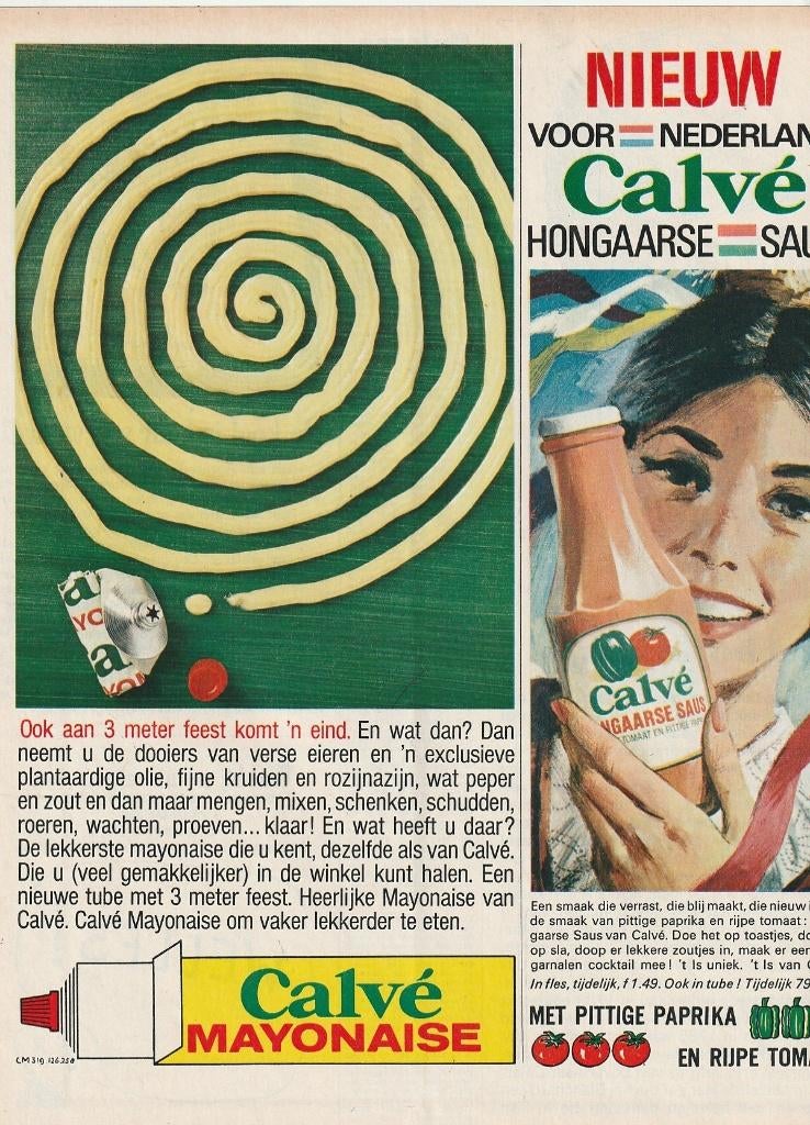 Retro reclame 1966 Calvé mayonaise en Hongaarse saus, Verzenden, Overige typen