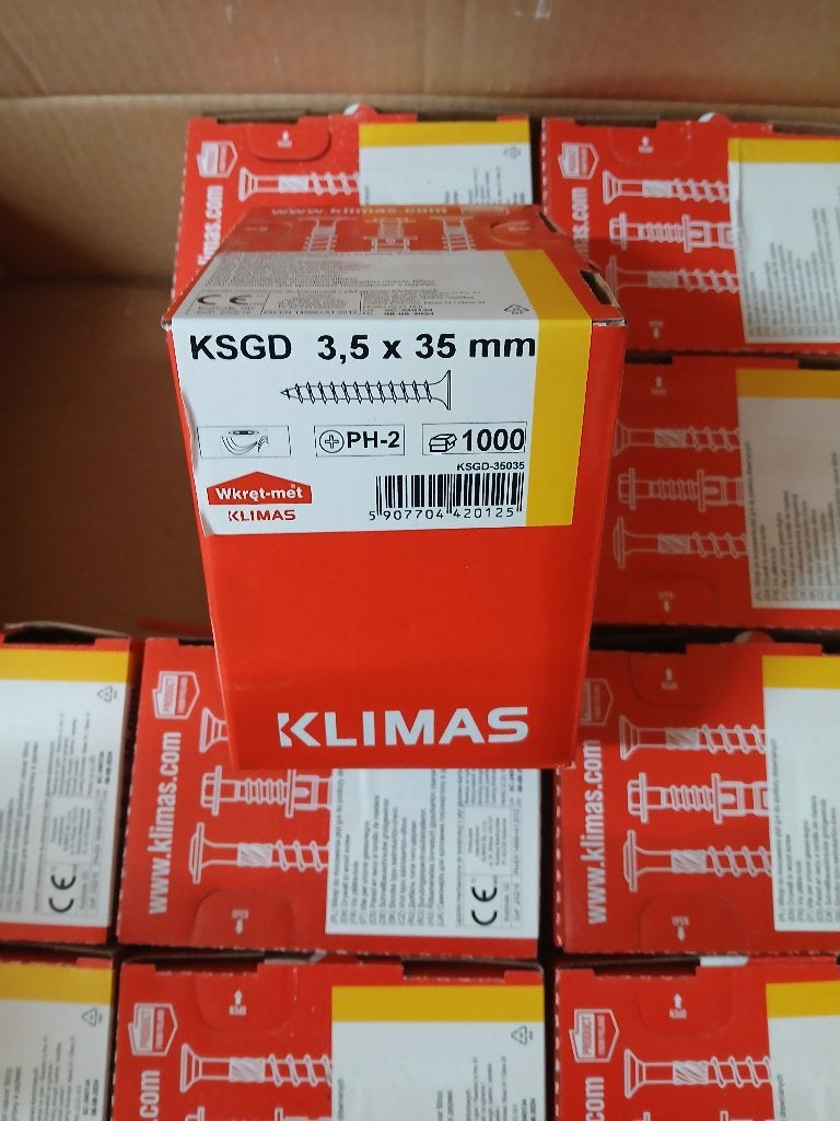 Klimas Gipsplaatschroeven 3,5x35 mm PH2 – 1000 stuks, Ophalen of Verzenden, Nieuw, Minder dan 50 mm, Schroeven