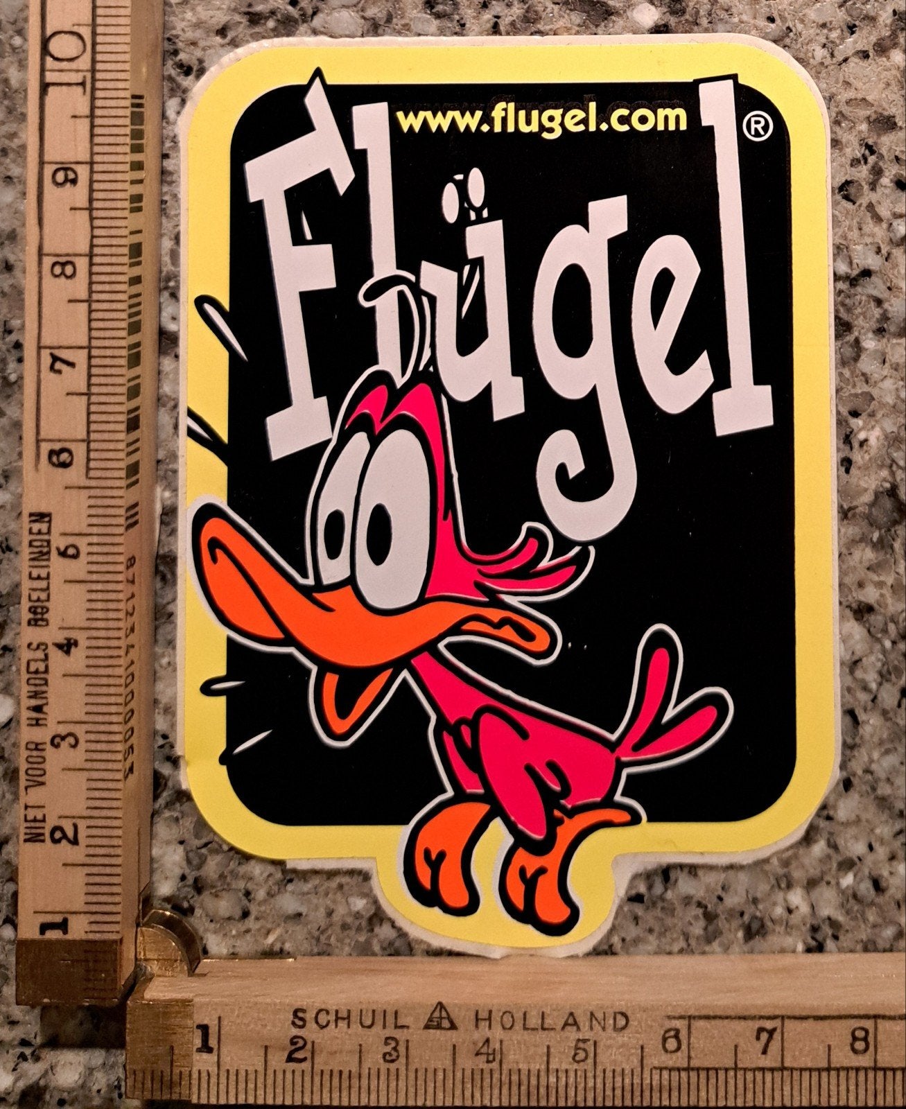 Vintage sticker Flugel strip drank shotje vogel, Ophalen of Verzenden, Zo goed als nieuw, Merk