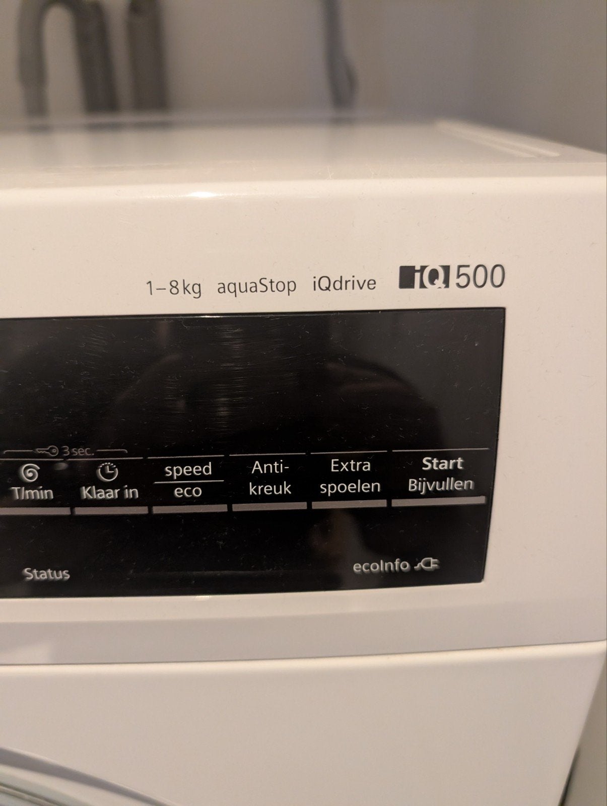 Siemens iQ500 Wasmachine 8kg - Zo goed als nieuw, 1200 tot 1600 toeren, 8 tot 10 kg, Zo goed als nieuw, Voorlader