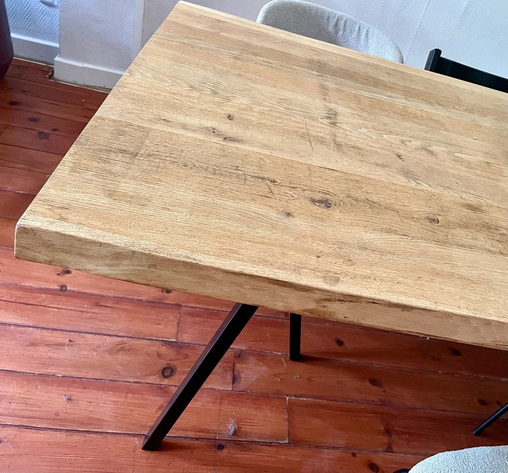 Boomstamtafel - Hay loop stand frame, Huis en Inrichting, Ophalen, Gebruikt, Eikenhout, 50 tot 100 cm
