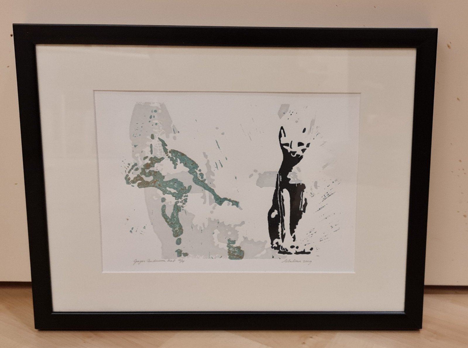 Gesigneerde zeefdruk 'Gayer Anderson Kat', 2000 tot heden, Ingelijst, Ophalen of Verzenden, Flora en Fauna