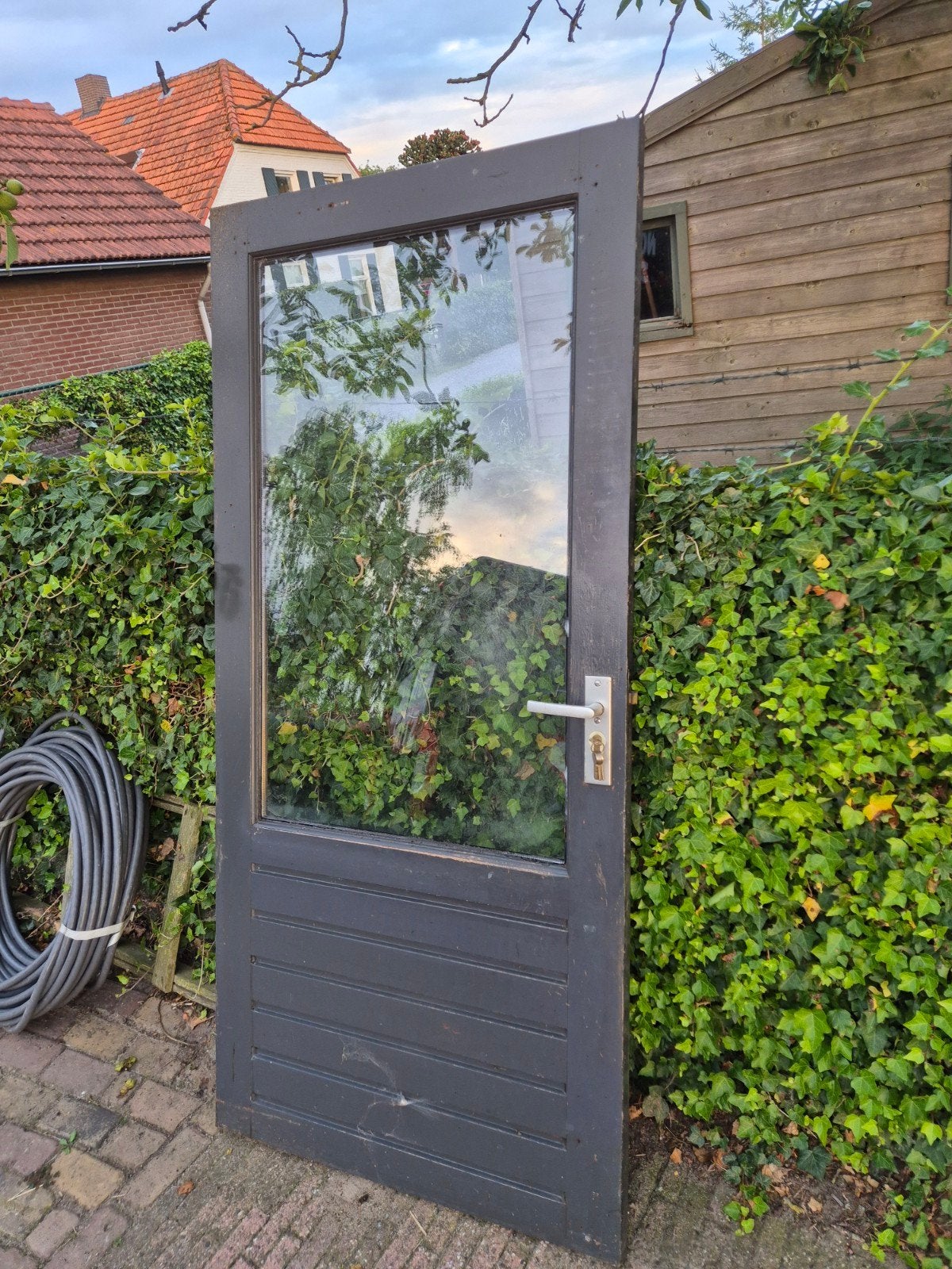 Stompe buitendeur dubbel glas 201,5x92, Ophalen, Glas, Buitendeur, 200 tot 215 cm
