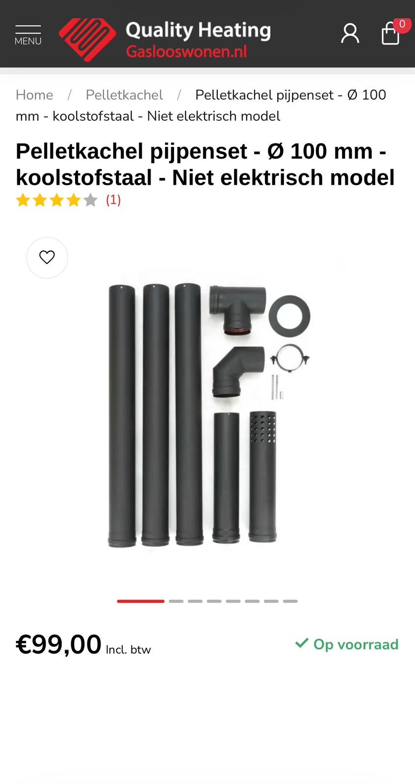 Afvoersysteem Gas - Pelletkachel Afvoer - Schoorsteen Aanslu, Hoog rendement (Hr), Ophalen of Verzenden, 60 tot 150 cm, 80 cm of meer