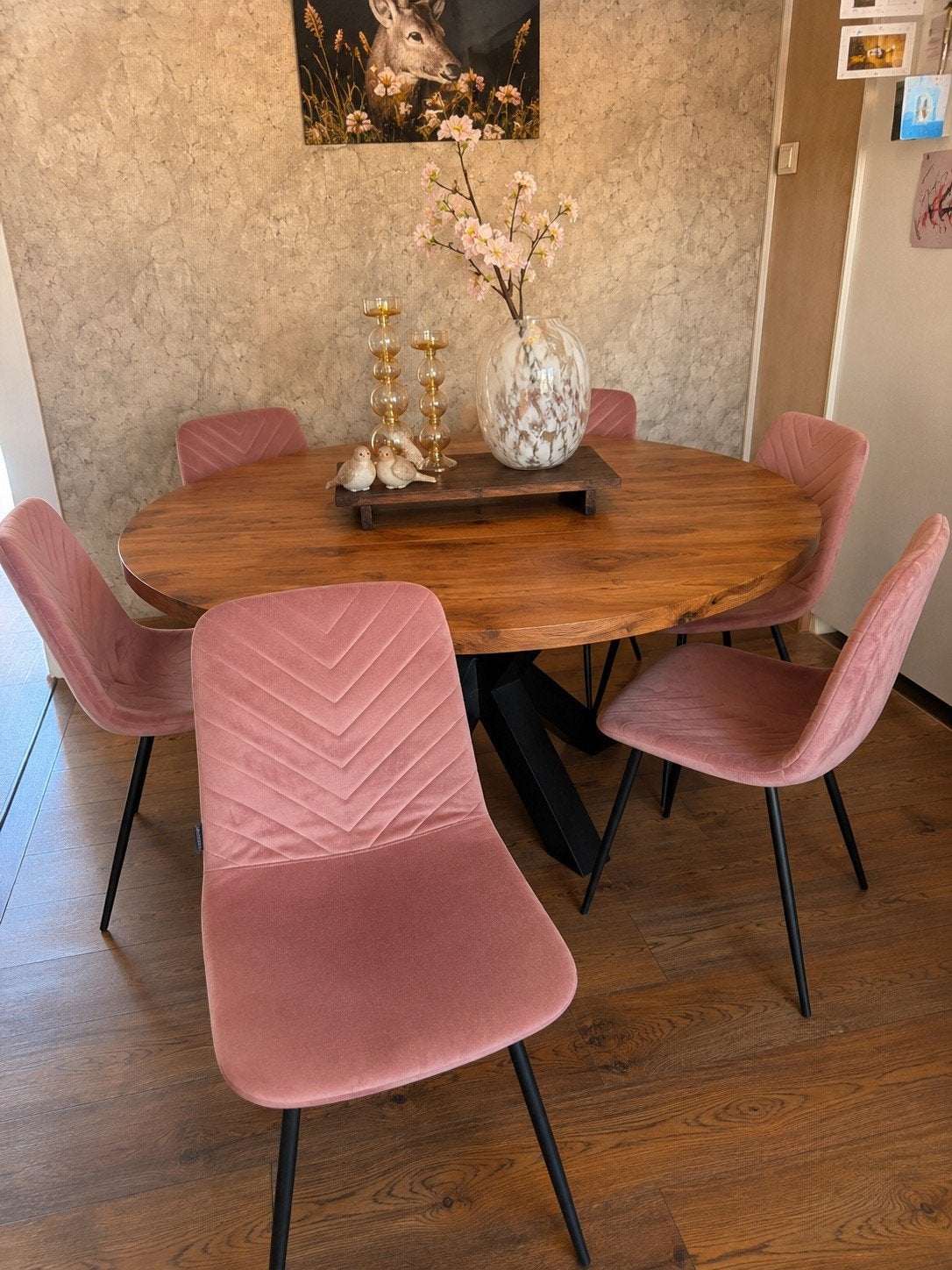 Riverdale Lynn Eetkamerstoelen Roze - Eettafel apart te koop, Ophalen, Zo goed als nieuw, Overige kleuren, Vijf, Zes of meer stoelen