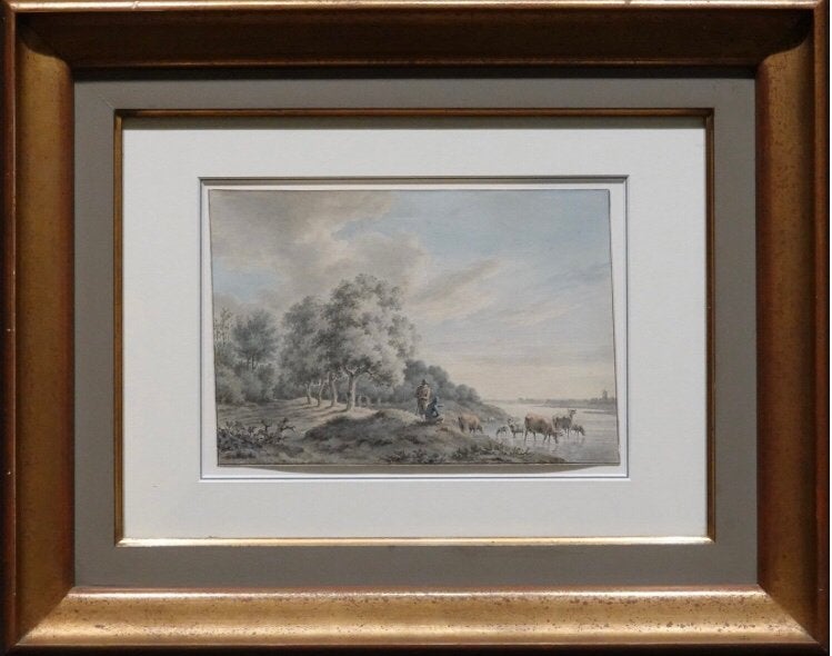 Hollandse School 19e eeuw Aquarel en potlood, Ophalen of Verzenden