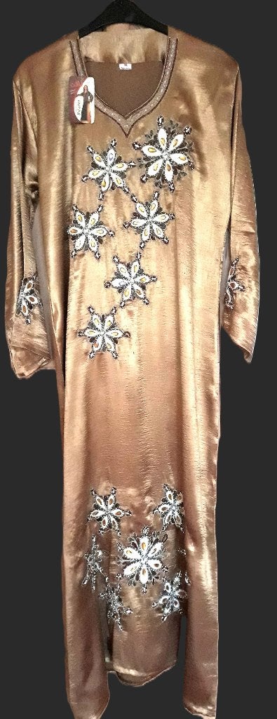 Bruingoude arabische jurk met steentjes - Mt 46, Overige kleuren, Nieuw, Ophalen of Verzenden, Jurk