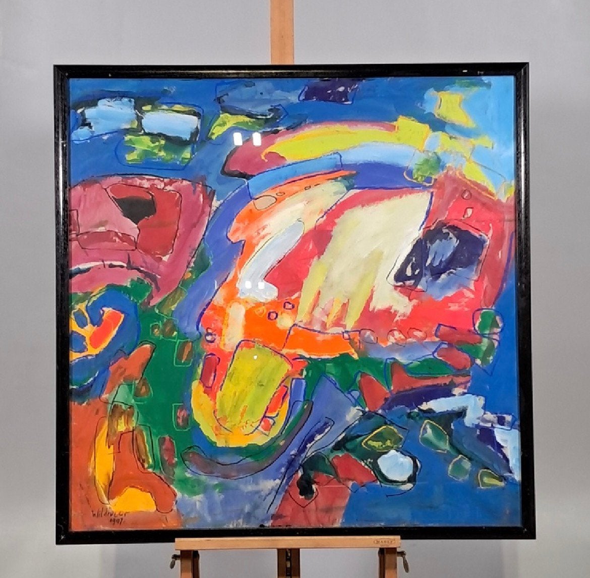 Origineel schilderij Maya Wildevuur – Abstract – 105x105, Ophalen