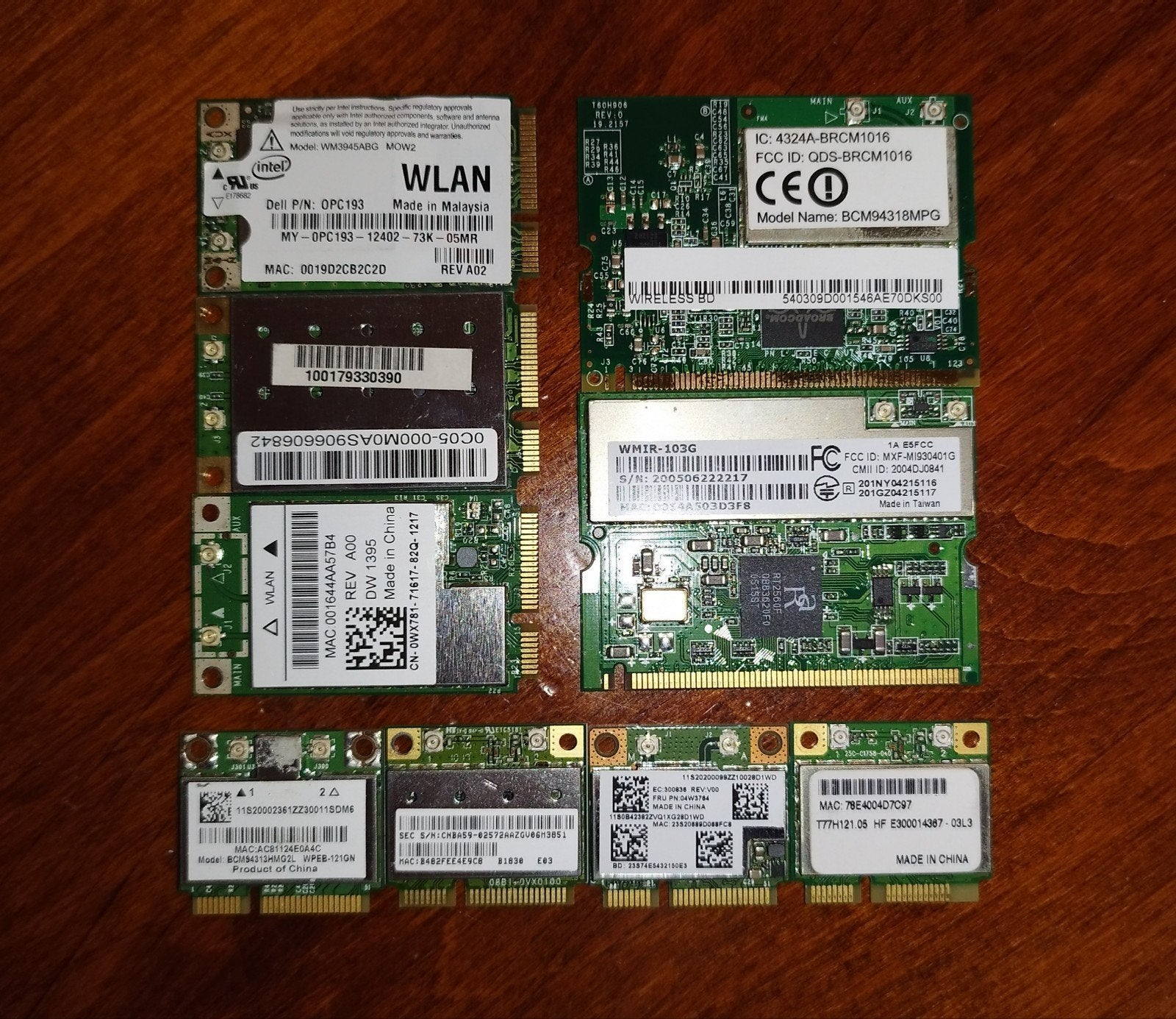 Diverse WLAN-kaarten voor laptops en computers, Ophalen of Verzenden, Gebruikt, Intern, Diverse (o.a. Intel, Broadcom)