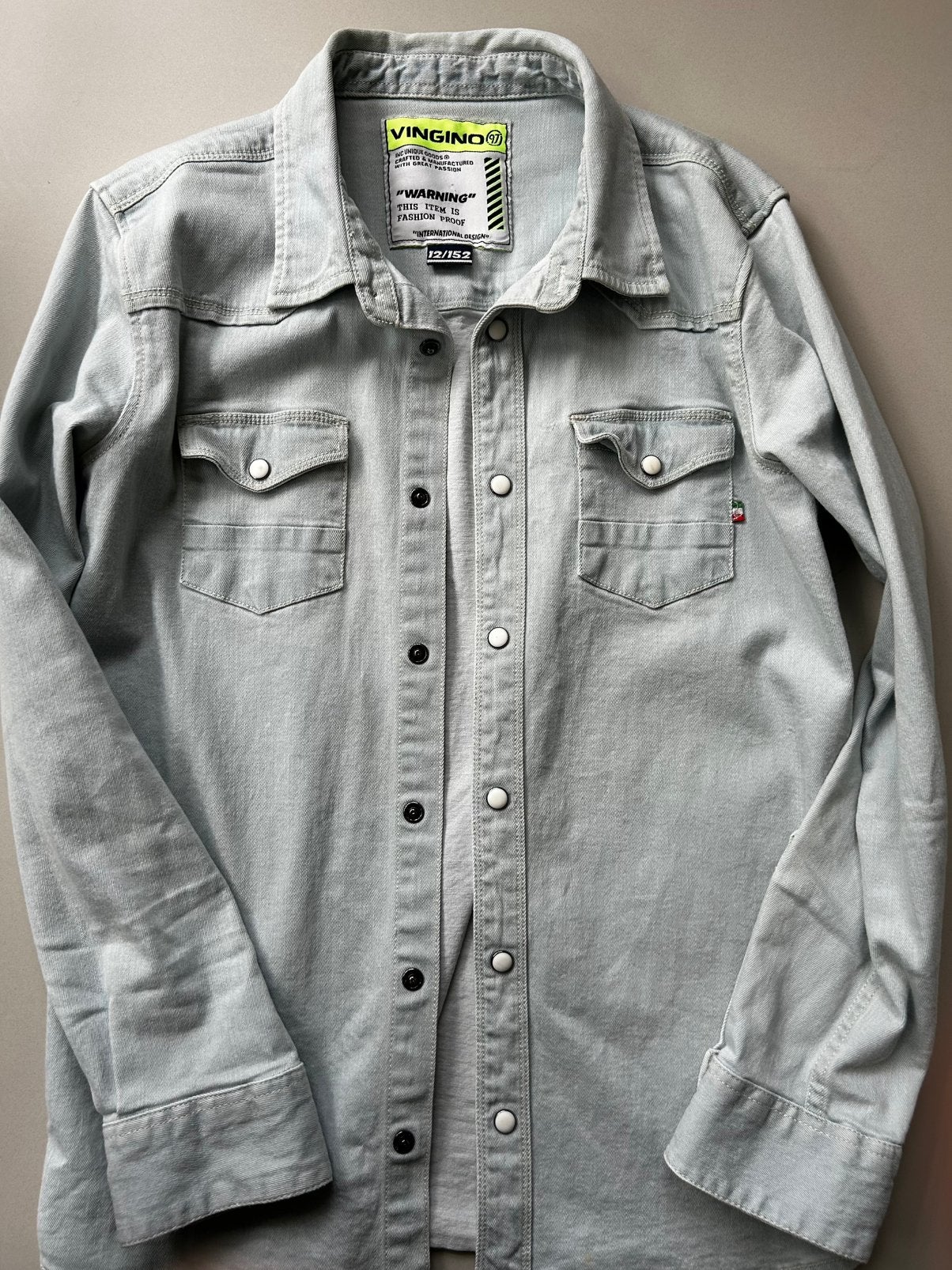 Vingino Spijkeblouse Denim blauw overhemd 152, Overhemd of Blouse, Ophalen of Verzenden, Zo goed als nieuw, Vingino