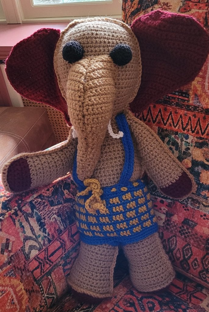 Knuffel Olifant, Ophalen, Handgemaakt, Zo goed als nieuw, Middelgroot (20 tot 80 cm)