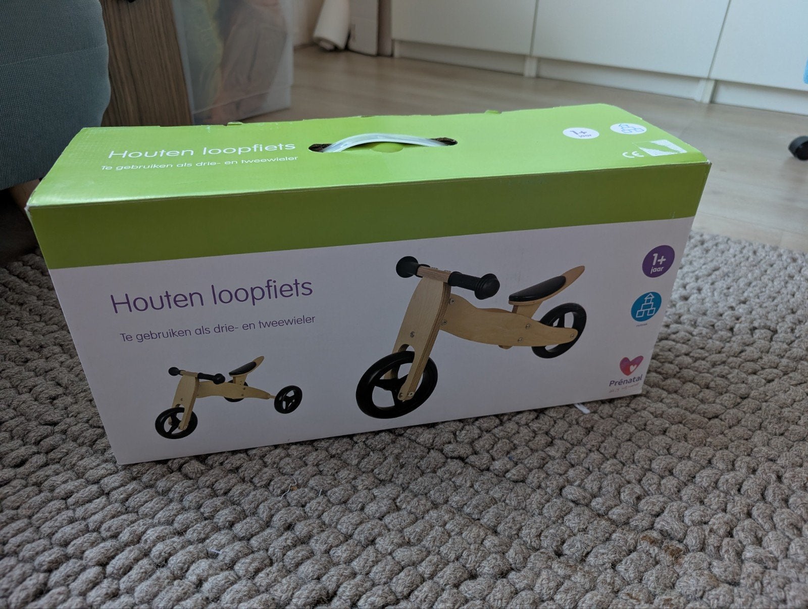 Houten indoor loopfiets prenatal, Ophalen of Verzenden, Zo goed als nieuw, Loopfiets