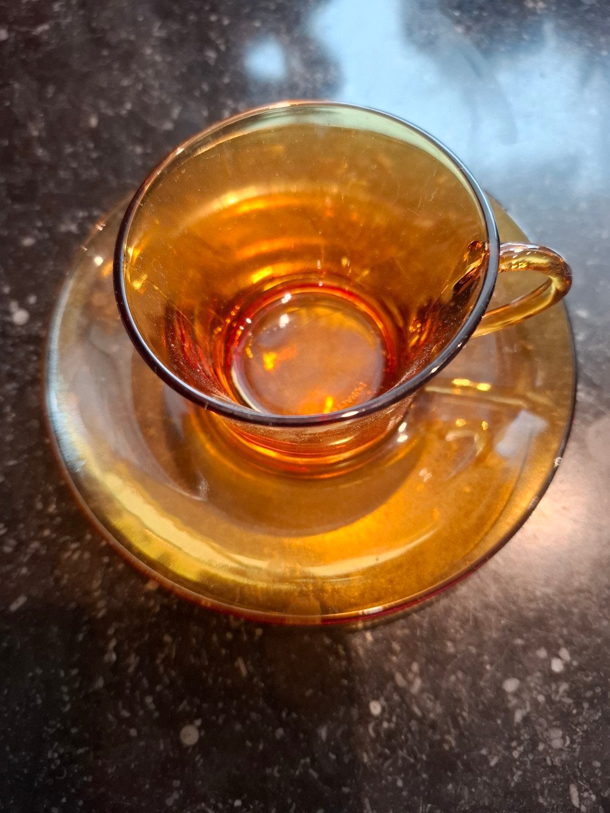 Vintage glazen kop en schotel, Huis en Inrichting, Keuken | Servies, Ophalen of Verzenden