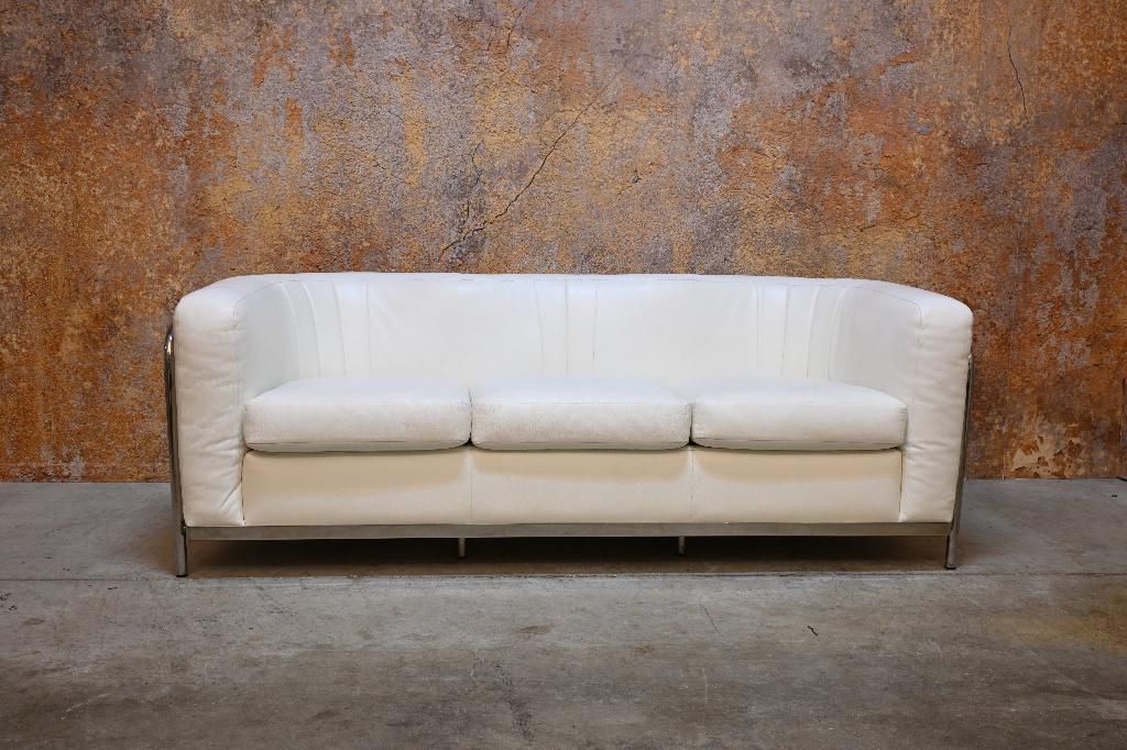 Als NIEUW! witte leren Zanotta Onda designbank + stoelen, 150 tot 200 cm, Driepersoons, 75 tot 100 cm, Ophalen of Verzenden