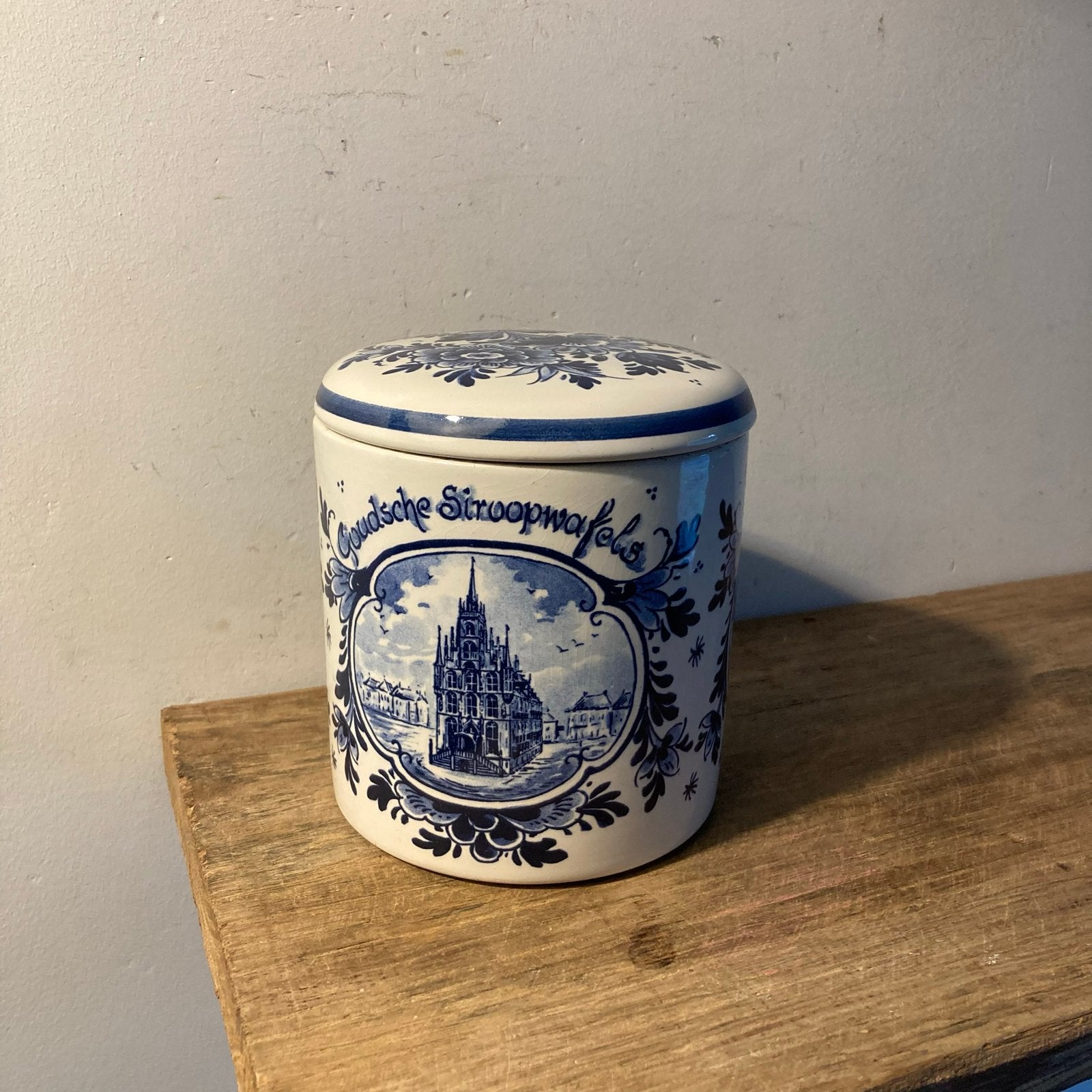 Delfts Blauwe Bewaarpot met Deksel - Stroopwafels, Antiek en Kunst, Ophalen of Verzenden