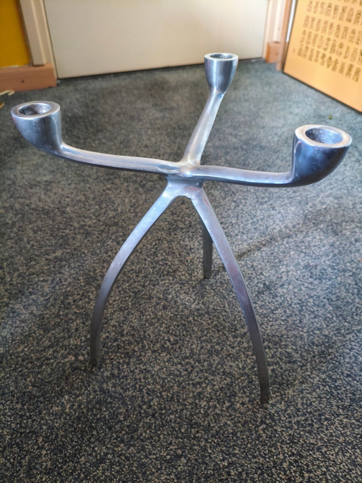 vintage space age tripod kandelaar - spider aluminium, Ophalen of Verzenden