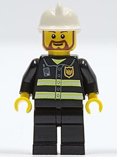 LEGO City cty0055 Fire - Reflective Stripes, Black Legs, Whi, Lego, Ophalen of Verzenden, Minifiguur, City