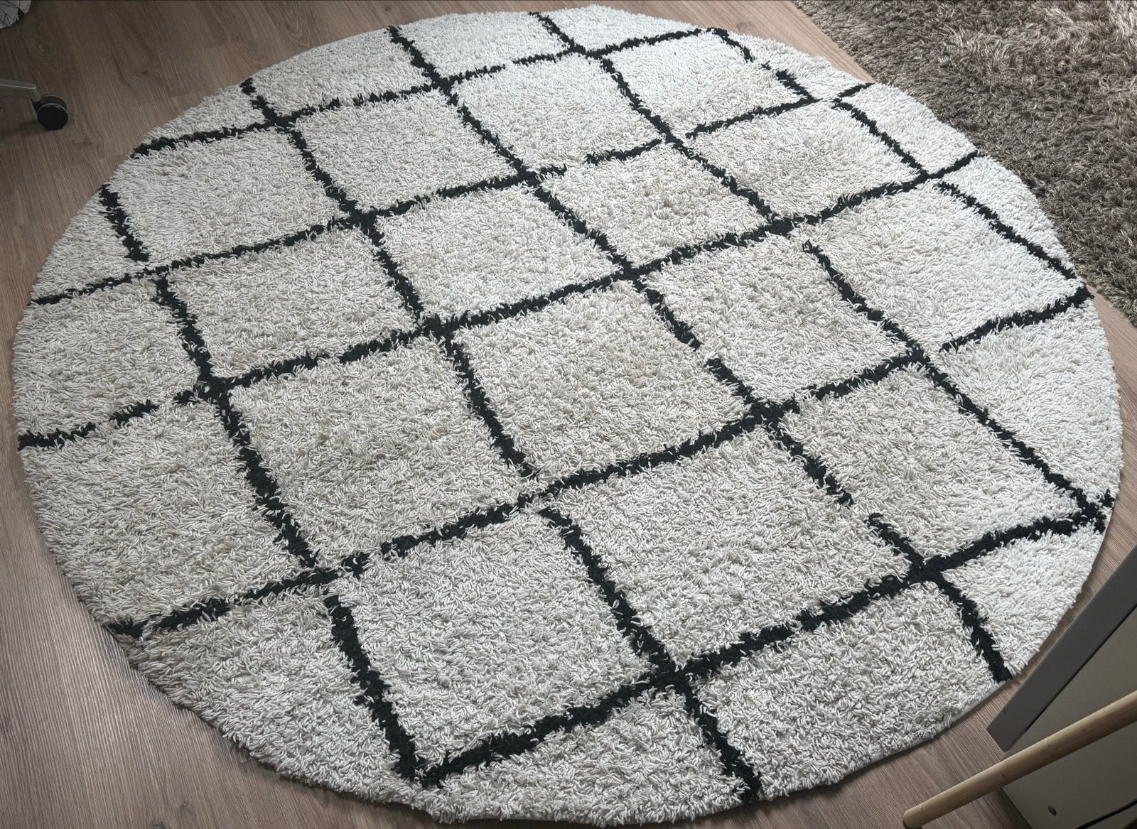 Rond hoogpolig tapijt - 2 meter diameter, Ophalen, Gebruikt, Wit, Rond