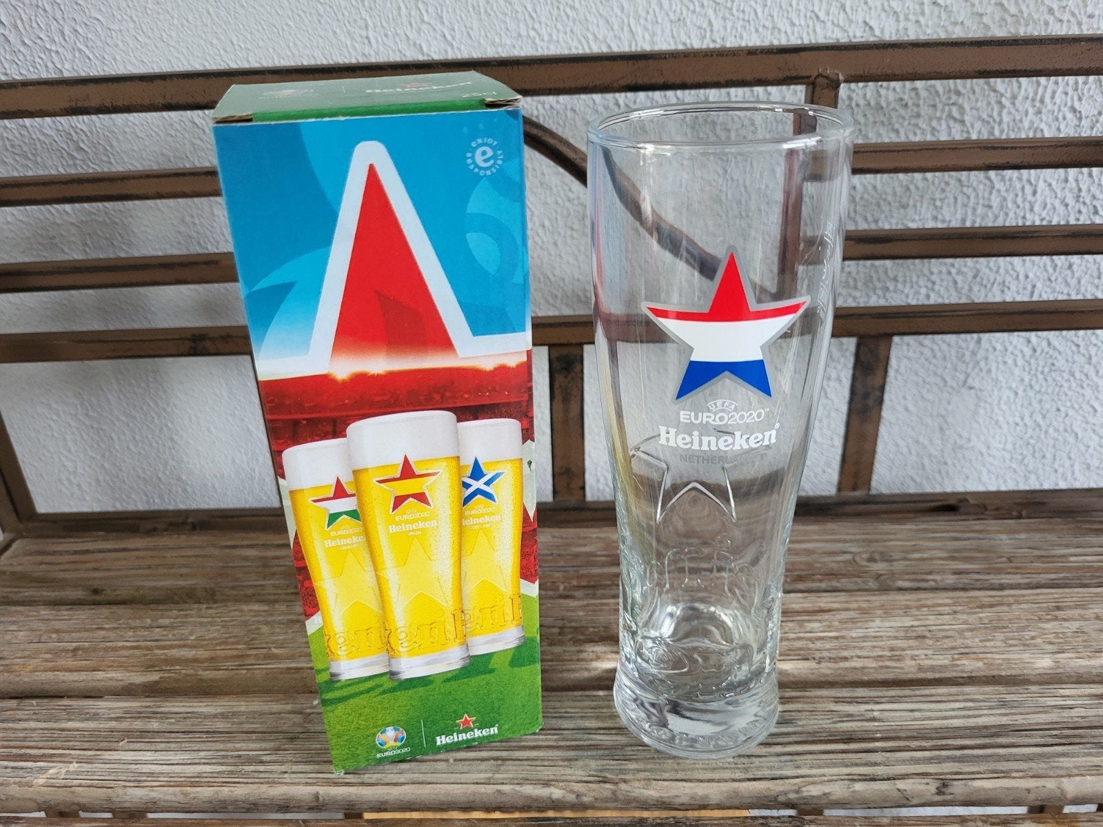 Heineken Euro 2020 Bierglas met doosje Nederland, Verzamelen, Glas en Borrelglaasjes, Nieuw, Ophalen