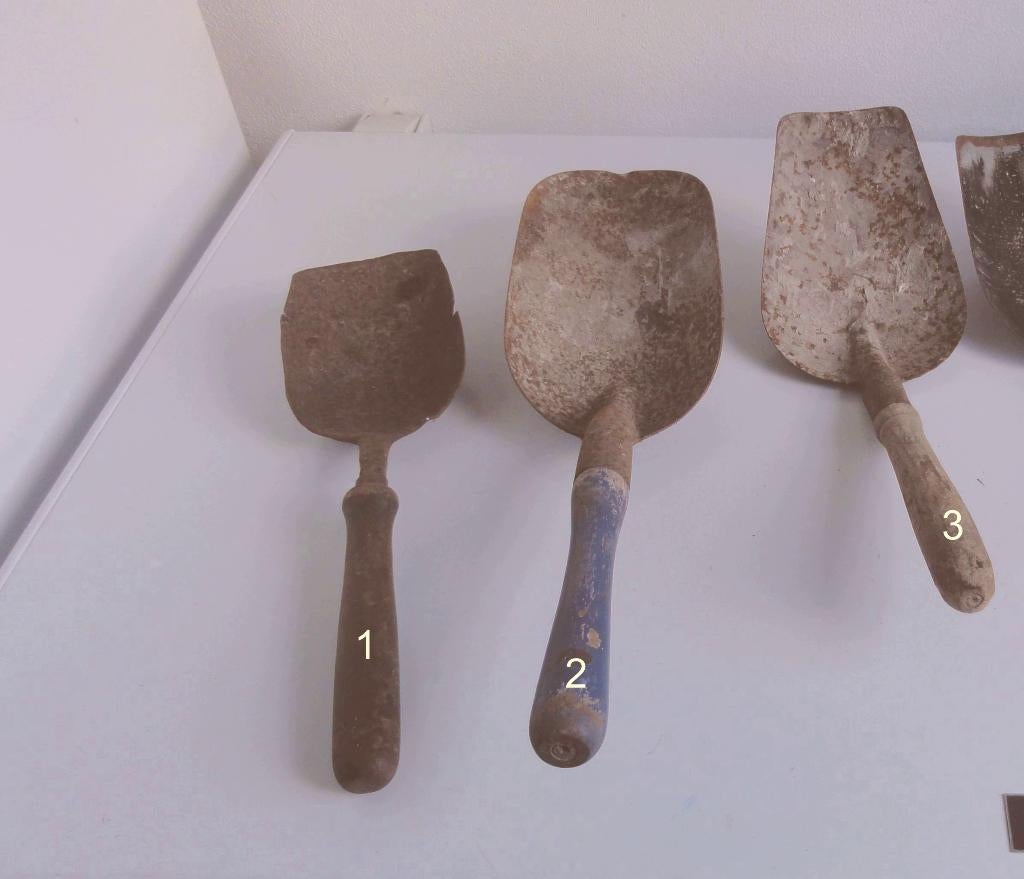 Kolenschop, kolenschep, antiek, schepjes, 3 stuks, Ophalen of Verzenden