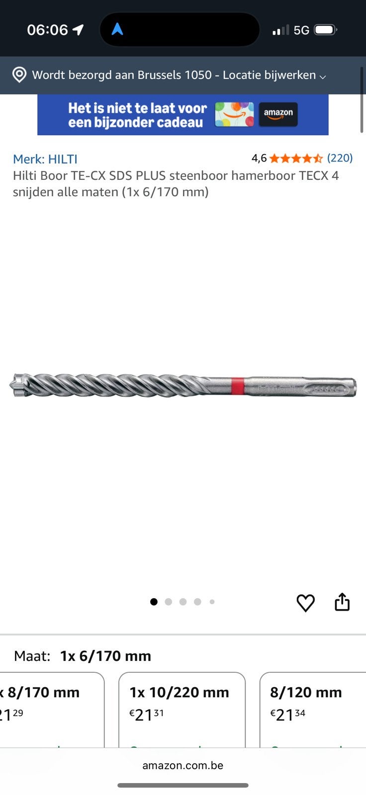 Hilti boor TE-CX SDS+ 6mm 20 stuks, Ophalen of Verzenden, Nieuw, Boor- en/of Breekhamer