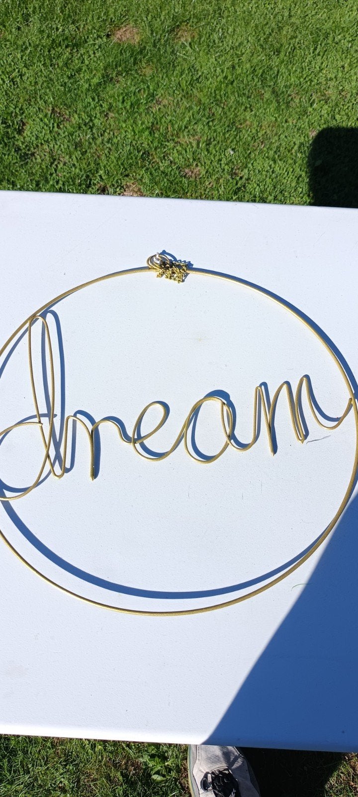 Gouden 'Dream' wanddecoratie, Ophalen of Verzenden, Zo goed als nieuw, Goud, Metaal