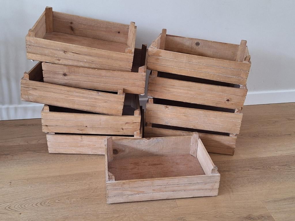 Houten bak 10 stuks, Huis en Inrichting, Ophalen, Zo goed als nieuw, Minder dan 50 cm, Minder dan 50 cm