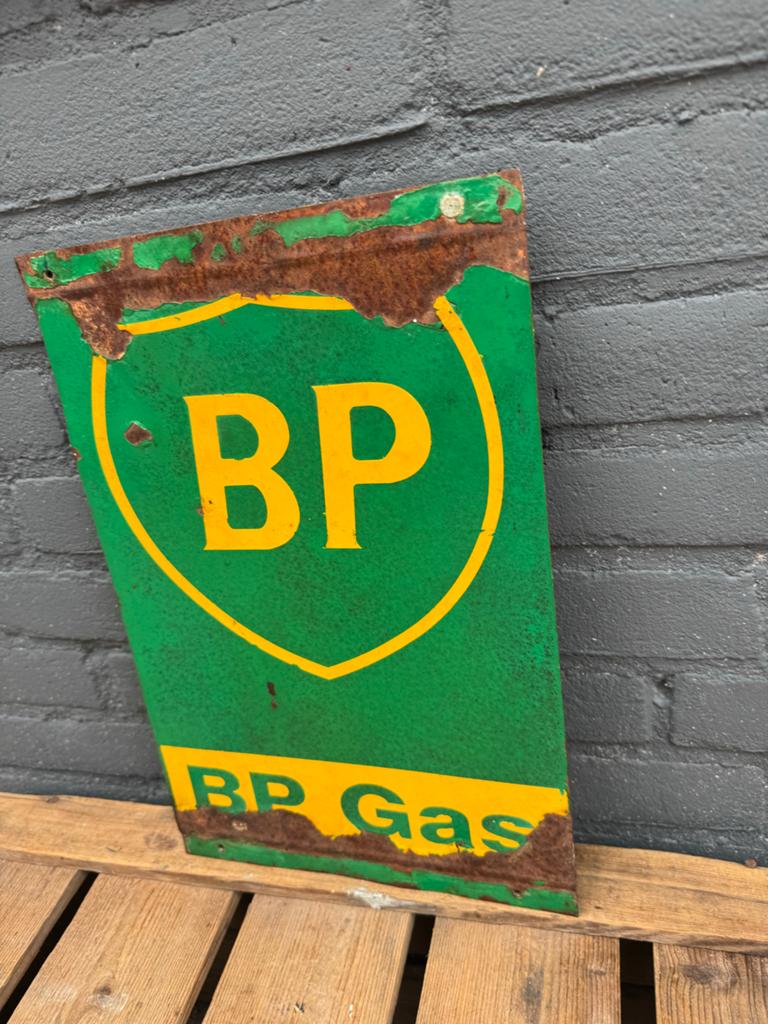 BP Gas oud reclame bordje, Reclamebord, Gebruikt, ., Ophalen of Verzenden