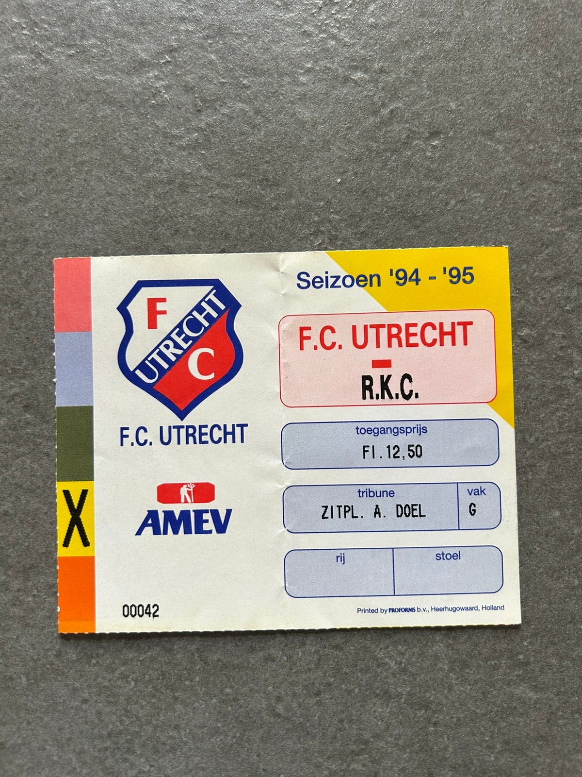 FC Utrecht - RKC 1994 ticket, Ophalen of Verzenden, F.C. Utrecht, Overige typen