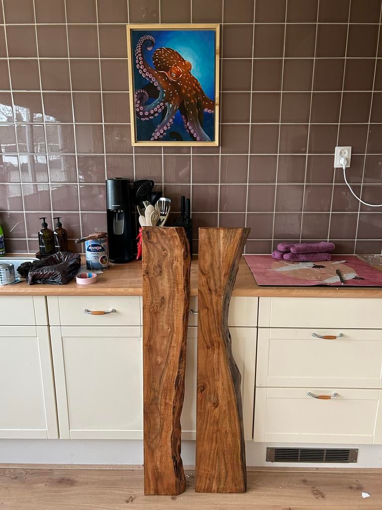 Massief houten boomstam wandplanken met blinde ophanging, Ophalen, Nieuw