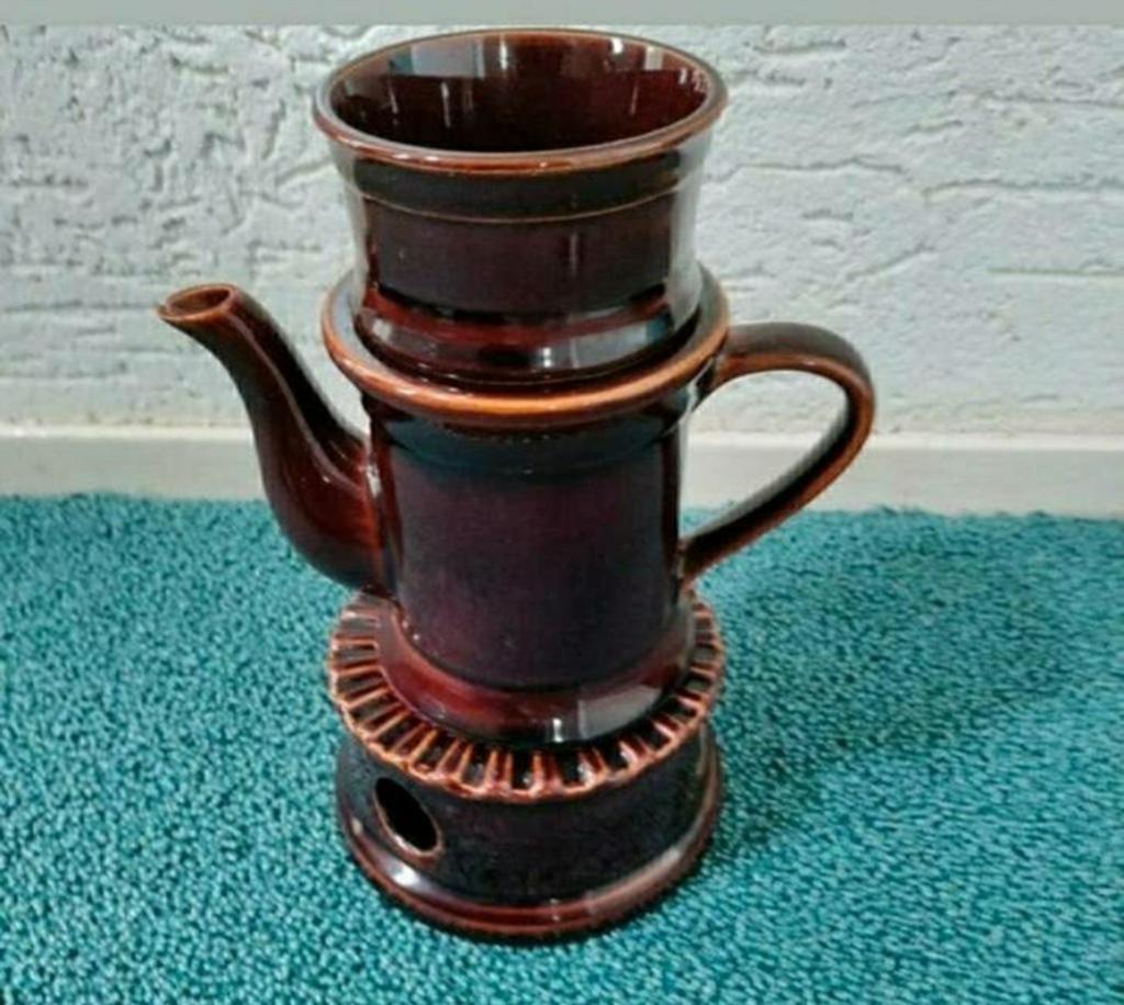 KOFFIEPOT,waxinelichtje,Turks,aardewerk,Theepot,bruin,koffie, Ophalen of Verzenden