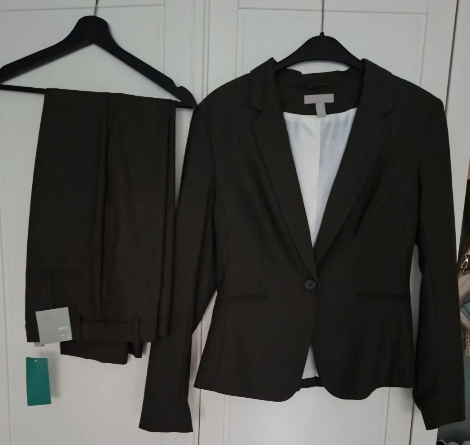 damespak donkergroen – blazer & pantalon – valt als maat 36, Kleding | Dames, Verzenden, Nieuw, Maat 36 (S), Groen