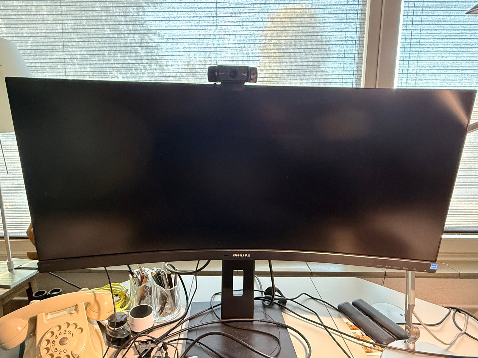 Philips 34" Curved Ultrawide Monitor + Logitech Webcam, Ophalen, Curved, Zo goed als nieuw, USB-C