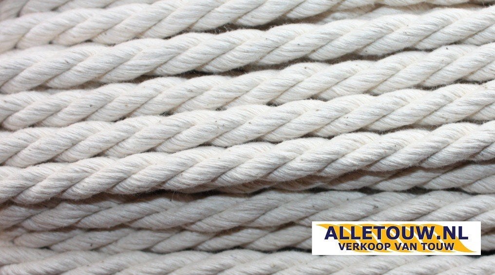 Katoentouw geslagen ecru naturel 8mm, Info@alletouw.nl, Nieuw, Ophalen of Verzenden, Trekwei 13