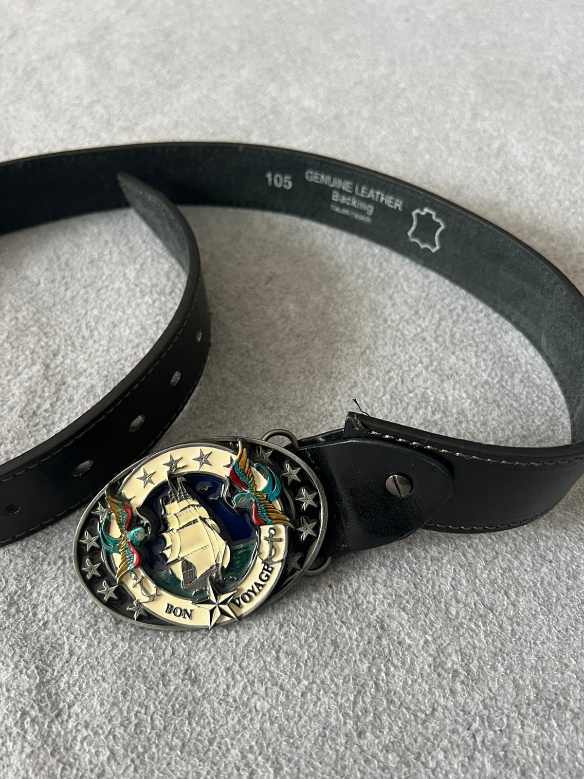 Maat 105cm leren riem 2x gesp izgs unisex , rock&roll, Ophalen of Verzenden, Zo goed als nieuw, Zwart, Tailleriem