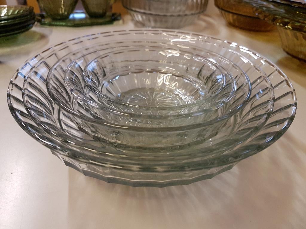 Leerdam Glas A.D. Copier Neerlandia kleurloos Nestschalen, Ophalen of Verzenden