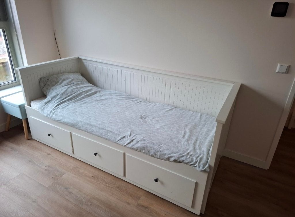 IKEA Hemnes Bedbank 1 en/of 2 persoonsbed, 3 lades wit, Ophalen, Gebruikt, Wit, Zweeds