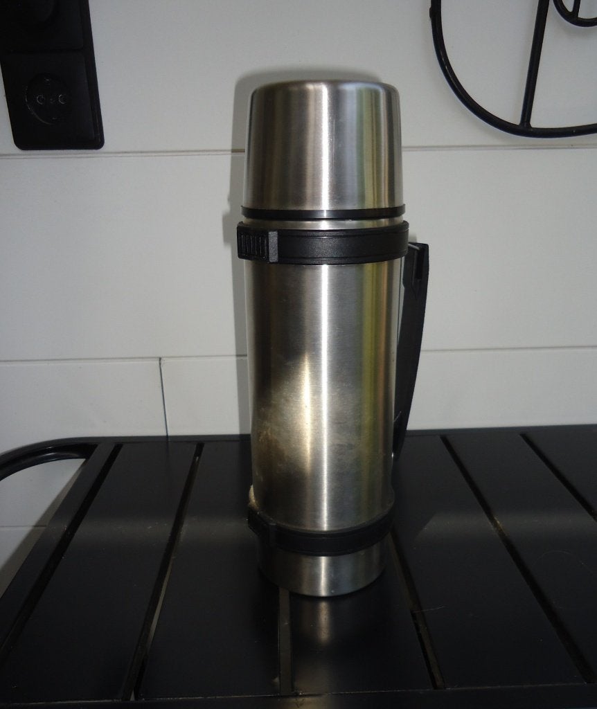 Thermosfles - RVS - Duracel - 1 liter - Z.G.A.N - vakantie, Ophalen of Verzenden, Zo goed als nieuw, Overige typen