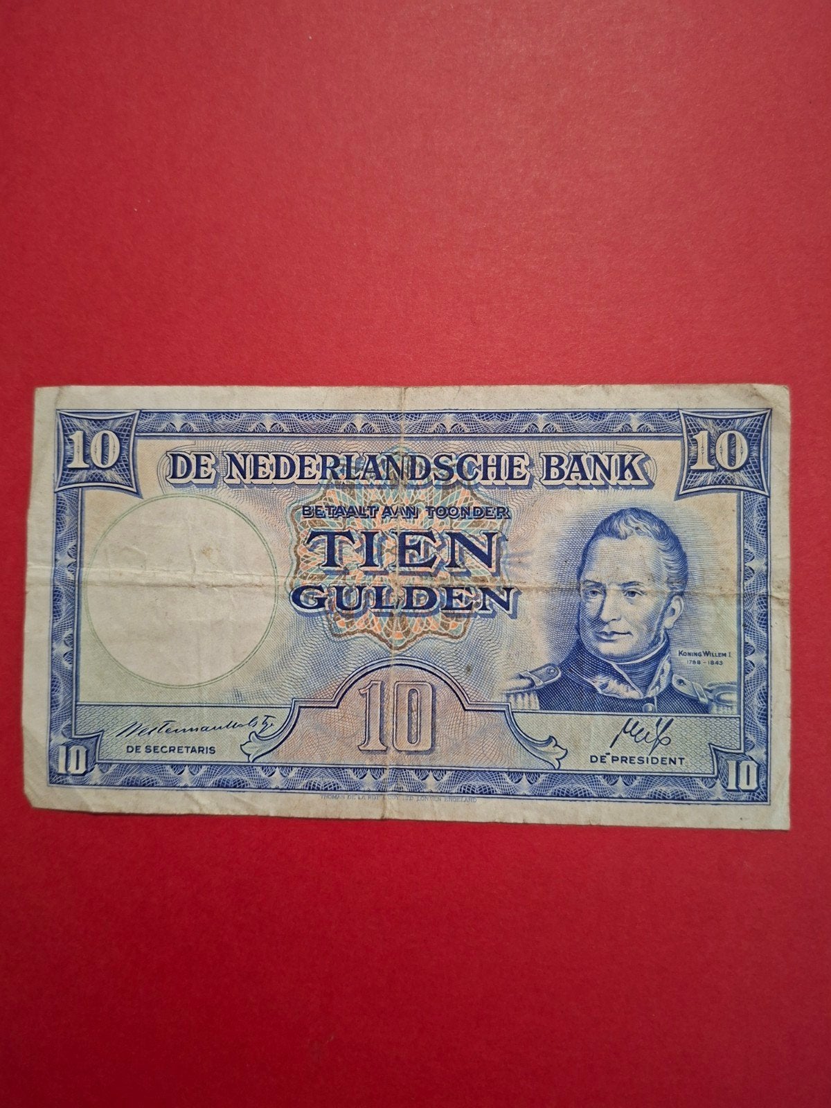 10 gulden Koning willem I uit 1945 ZF, Ophalen of Verzenden, 10 gulden, Los biljet