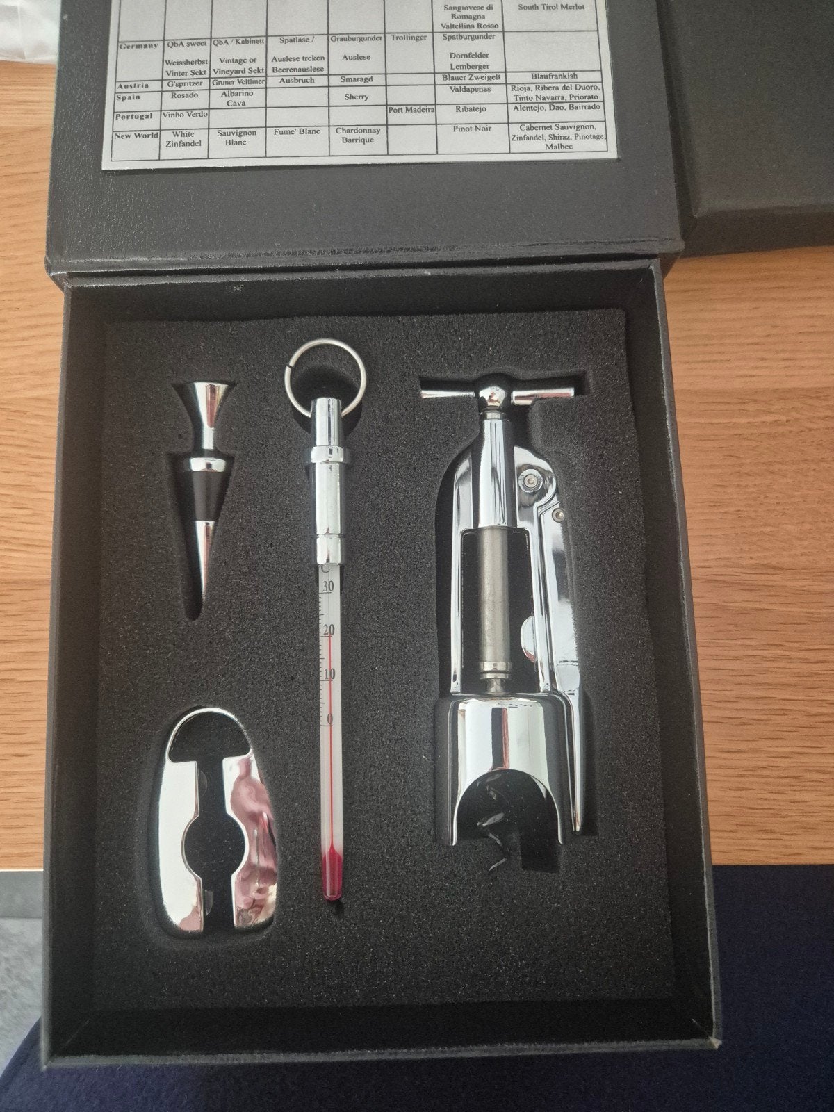 Luxe Wijn Accessoires Set - Ontkurker, Thermometer, Schenker, Ophalen of Verzenden, Zo goed als nieuw, Minder dan 5 flessen, Metaal