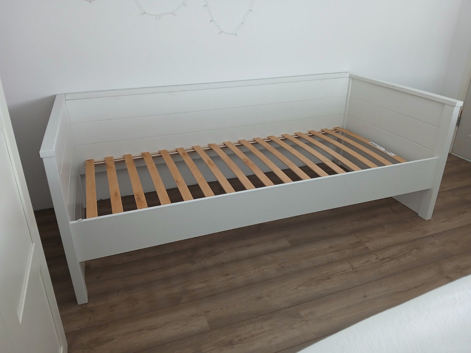 woood  bed met IKEA LURÖY lattenbodem, Ophalen, 90 cm, Eenpersoons, Wit