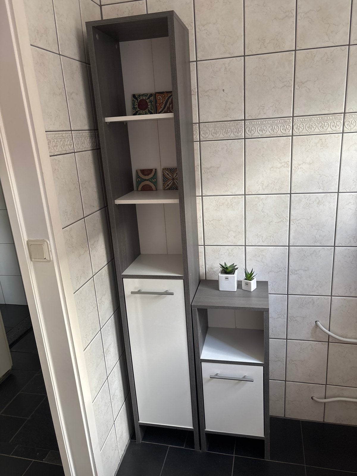 Badkamerkast set - Hoog en laag model, Huis en Inrichting, Badkamer | Badkamermeubels, (Half)hoge kast, Minder dan 50 cm, Gebruikt