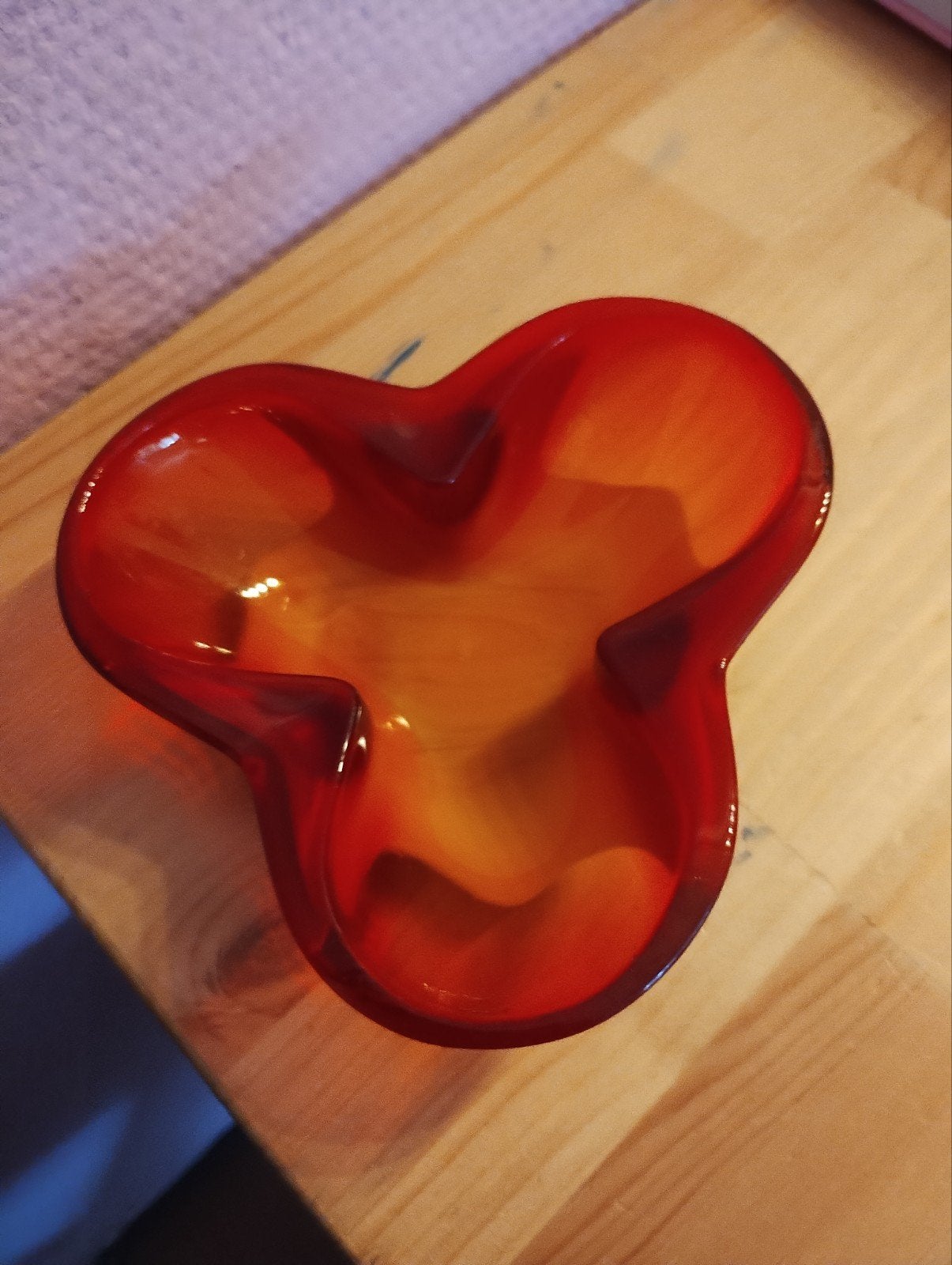 Vintage Murano glazen asbak/schaal, rood/oranje, Ophalen of Verzenden