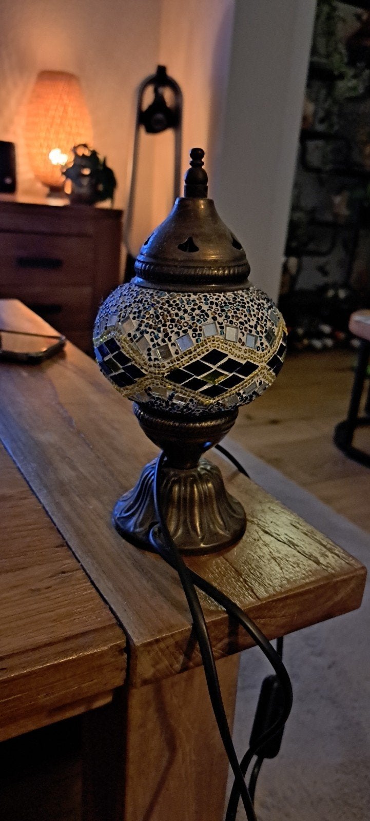Oosterse Mozaïek Tafellamp - Handgemaakt en Kleurrijk, Ophalen, Vintage, Meerkleurig, Glas