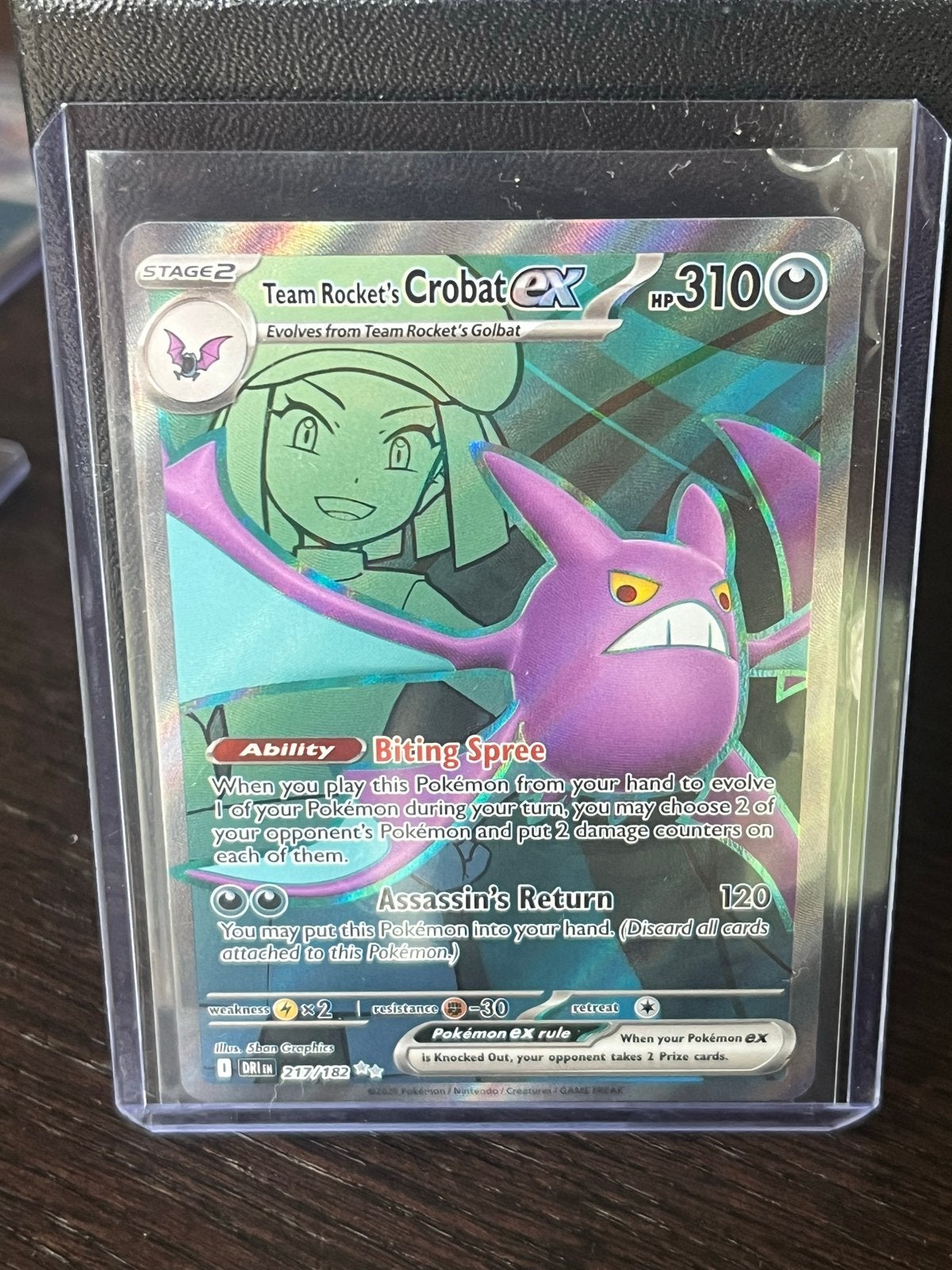 Team Rocket's Crobat ex 217/182 Pokémon Kaart, Ophalen of Verzenden, Zo goed als nieuw, Losse kaart, Foil